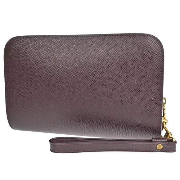 LOUIS VUITTON Baikal Clutch Hand Bag Taiga Leather Acajou France M30186 66EA717 - Picture 1 of 15